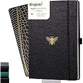 Dingbats* Pro Dotted Large B5 Notebook - Black Textile Cover, Thread-Bound Writing Journal - for Work, Travel - Pocket, Elastic Closure, Bookmark