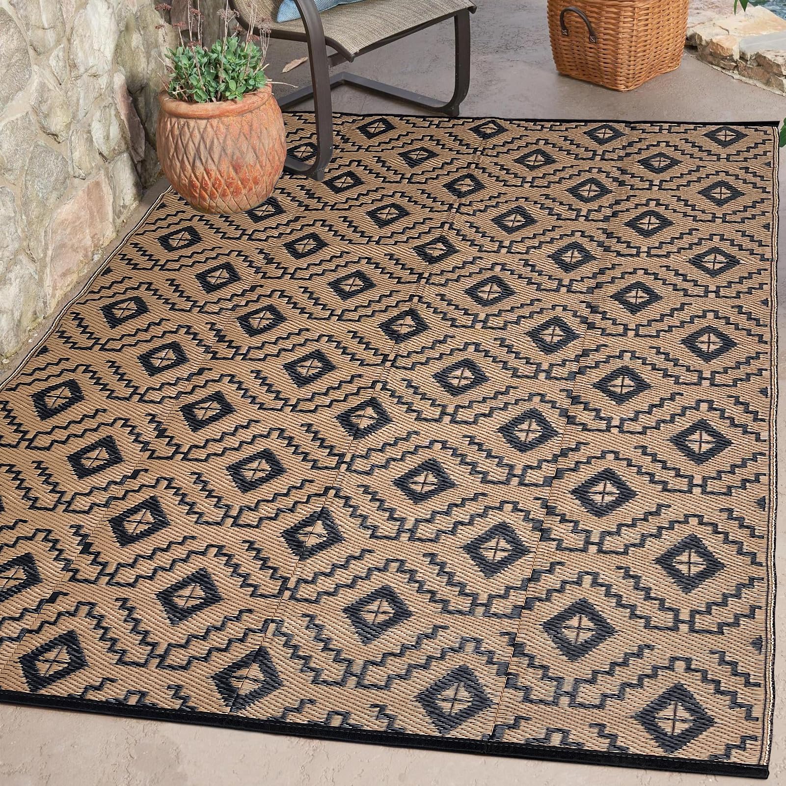Outdoor Rugs - Reversible Mats, 5'x8' Plastic Straw Rug for Patio ...