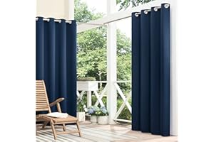 ECLIPSE Bradford Waterproof Blackout Thermal Insulated Grommet Outdoor Curtain for Patio or Porch (1 Panel), 52 in x 84 in, Navy