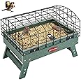 Kingsyard Squirrel Proof Ground Bird Feeder for Outdoors - Recycled Plastic Platform Feeding Station, Fly-Through Metal Caged Wild Bird Feeder for Small Birds, 5 LBS Large Capacity, Green