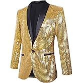 Nawgut Sequin Blazer Sparkle Suit Disco Prom Jacket Party Shiny Tuxedo Banquet Celebration Fashion Sport Coat for Mens Adult