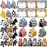 JellyArch 48 Pcs Adopt a Horse Party Favors Include 12 Mini Horse Stuffed Animals 12 Foldable Paper Boxes 12 Adoption Cards 12 Hats for Adopt a Pet Farm Western Party Favor Supplies(Classic)