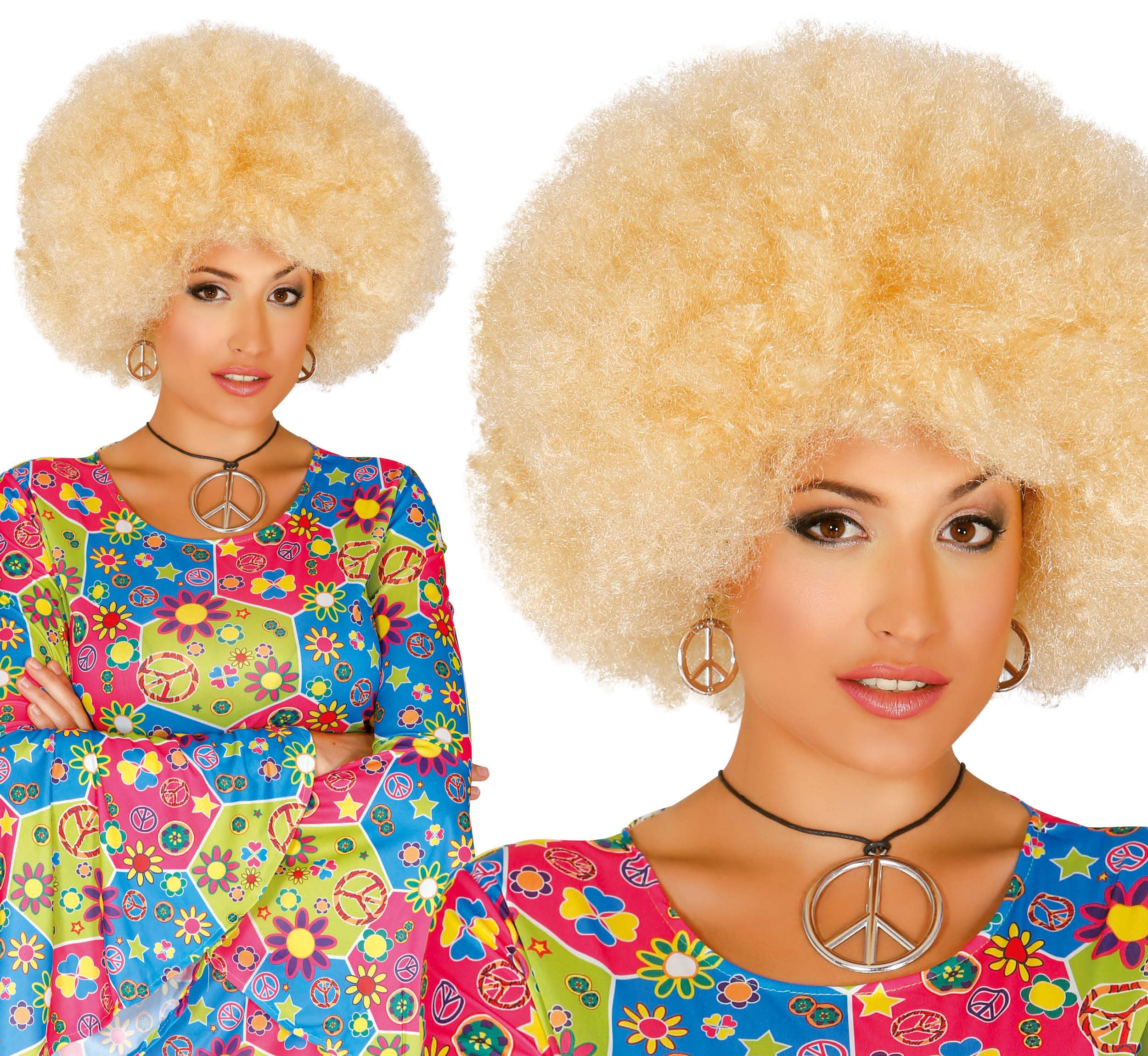 Fiestas Guirca Hippie extra curly blonde afro wig