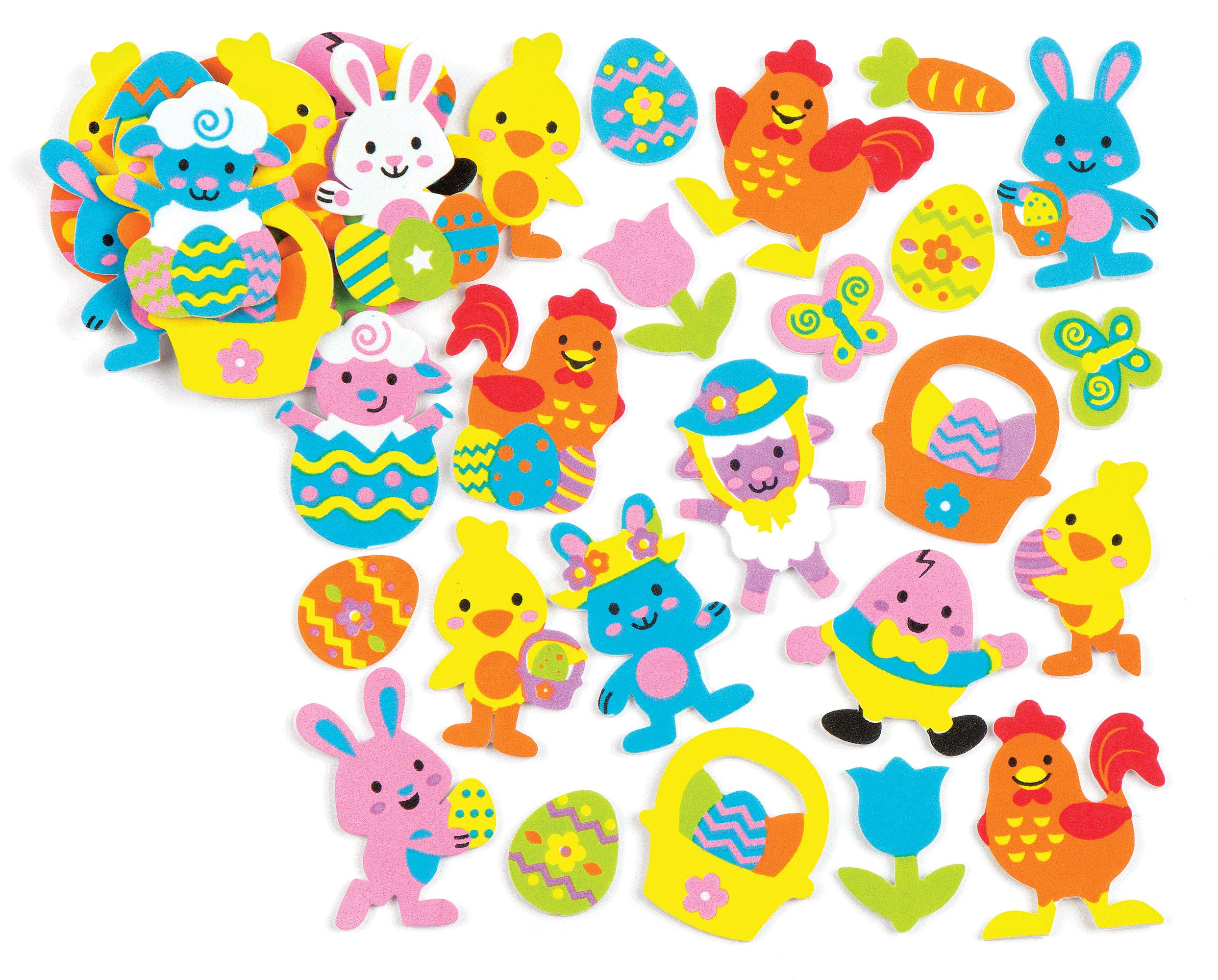 Baker Ross AV987 Easter Foam Stickers for Children Creative Art Supplies & Decorations (Pack of 120), Assorted, One Size