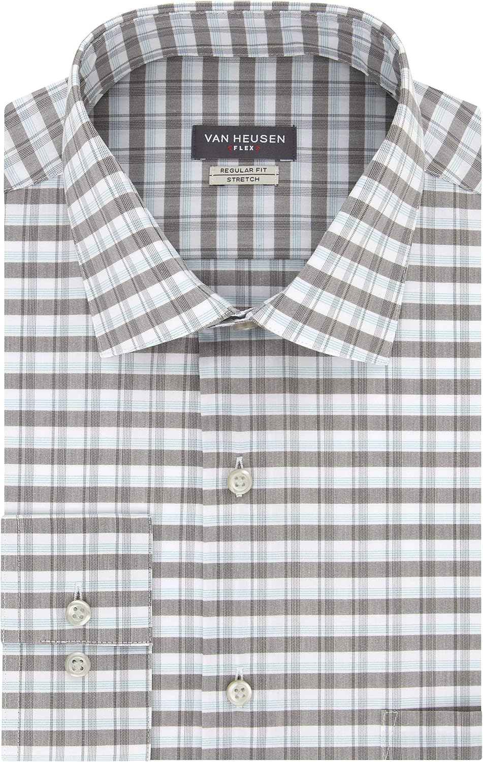 Van Heusen Men's Dress Shirt Regular Fit Flex Collar Stretch Check