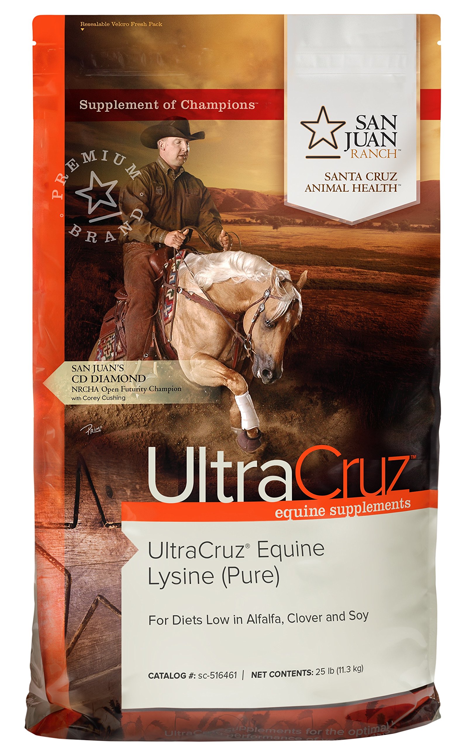 UltraCruz Equine Lysine Supplement for Horses, 25 lb Pellet (200 Day Supply)