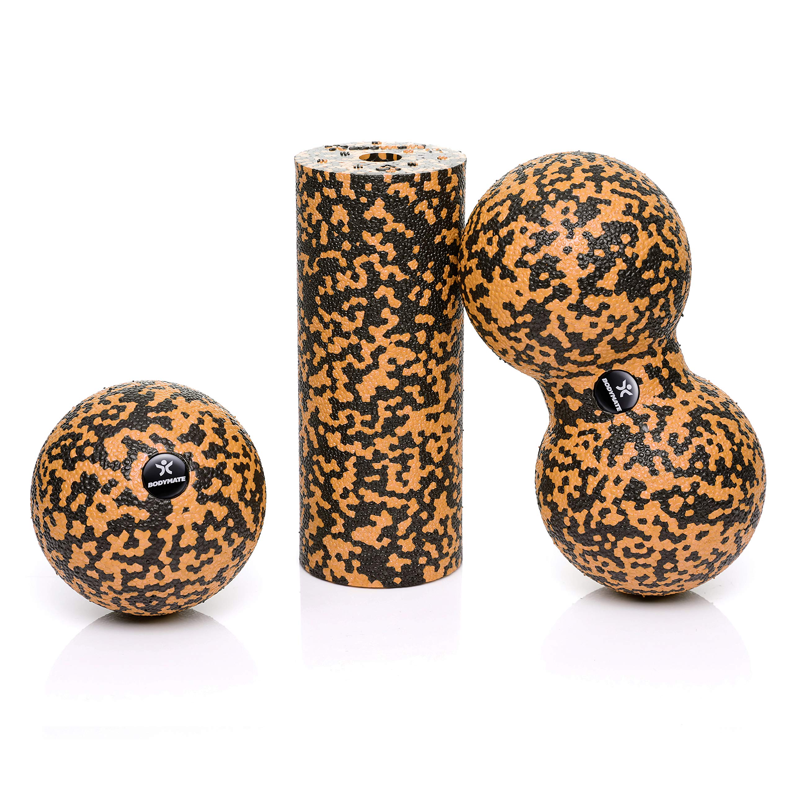 BODYMATE Mini Fascial Massage Set – Mini Fascial Roller L15xD6cm, Ball D8cm and Duo-Ball D8cm