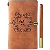 InnoBeta Personalized Gifts for Men, Women, Journal Notebook for Christmas, Birthday, Refillable Sketchbook, Travel Diary, Lined Planner, 7x5 Inches, Brown, R