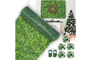 STURDON Artificial Boxwood Roll Grass Wall Panels, Greenery Outdoor 40"x120" (33.33 Sqft) UV-Anti Fake Ivy Privacy Fence Screen for Patio, Balcony, Garden, Backyard, and Fence Decor-Includes 5 Free 79" Vines