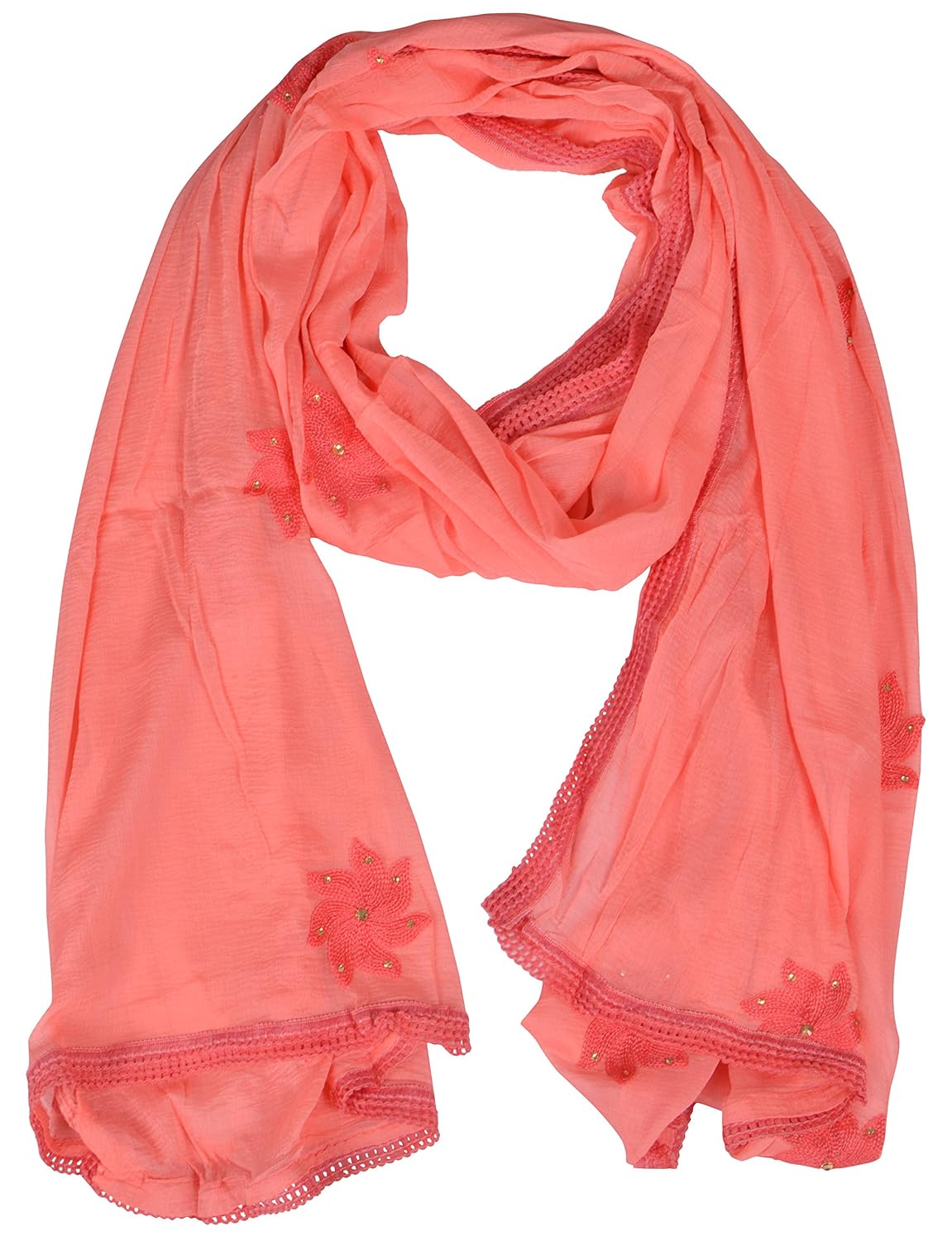 diamo women's chiffon dupatta (peach)