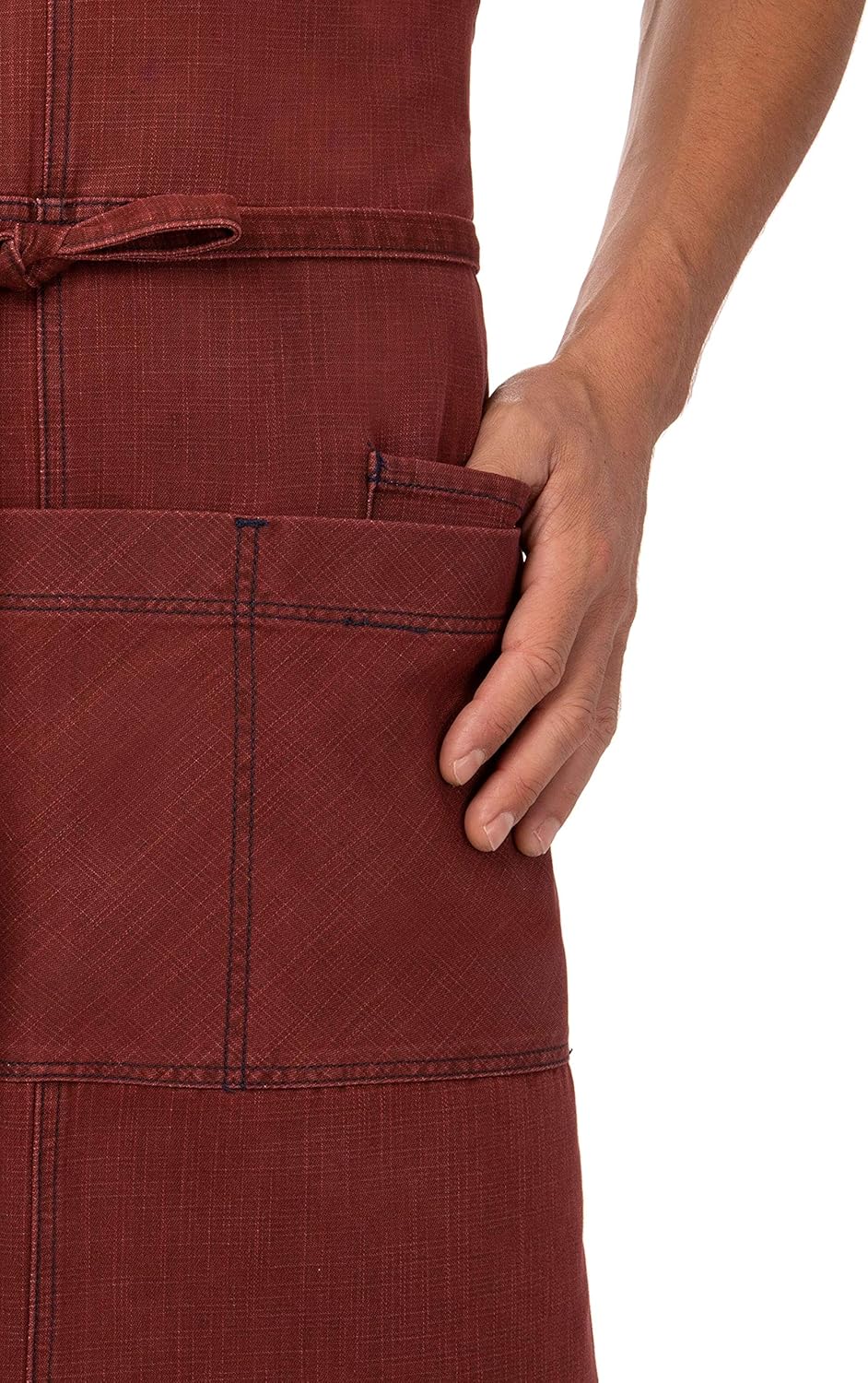 Chef Works Unisex Uptown Cross-Back Bib Apron, Red/Navy, One Size: Clothing