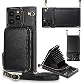 JAKPAK for iPhone 14 Pro Max Case Leather Wallet Case[6.7-Inch] - 3-in-1 Crossbody Bag with Card Holder, Military-Grade Protection & Detachable Strap Compatible with iPhone 14 Pro Max (Black)