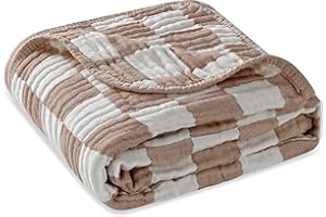 HardNok Ultra Soft Muslin Baby Blanket,A Versatile Swaddle and Bed Blanket for Babies, Toddlers, Boys, and Girls (1 Coffee Checkered 1 Pack).