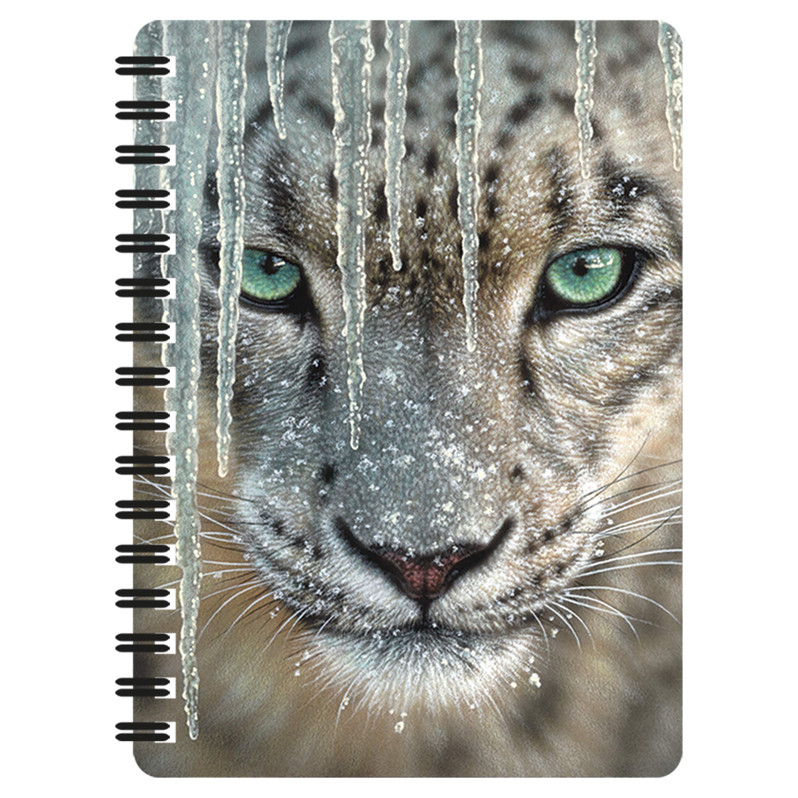 3D LiveLife Jotter - Blue Ice from Deluxebase. Spiral Bound A6 5.5x4in Small Notebook with 80 Plain Recycled Pages. Pocket Sized Animal Notepad, Journal or Drawing Book with Snow Leopard Cover
