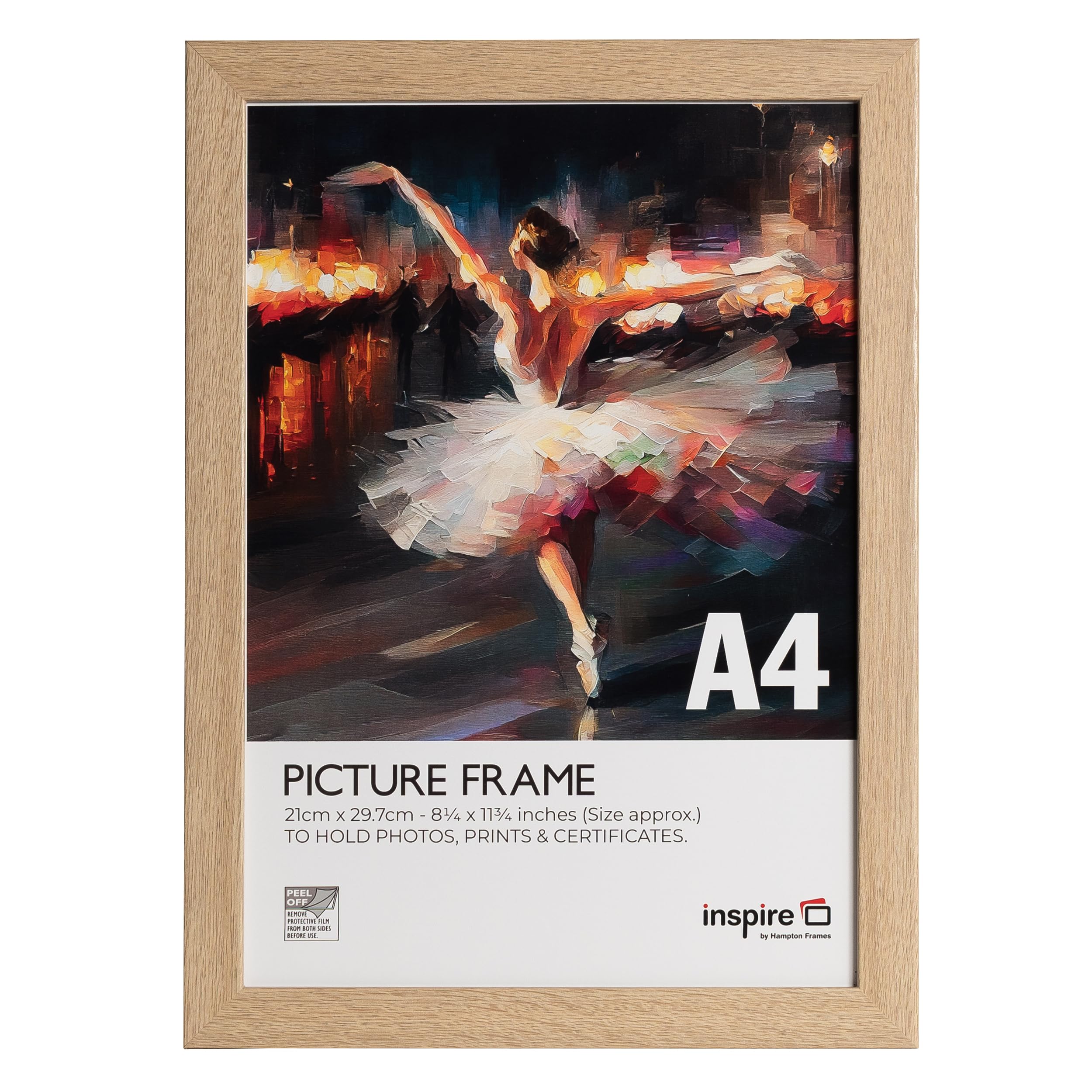 inspire by Hampton Frames | Poster Frame WELFORD, A4 21x30cm, Oak Finish, Acrylic Front | Lightweight, Shatter-Resistant, Easy to Hang | Modern Display for Photos, Art Prints — image 1
