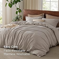 Bedsure 100% Washed Cotton Duvet Cover Full Size