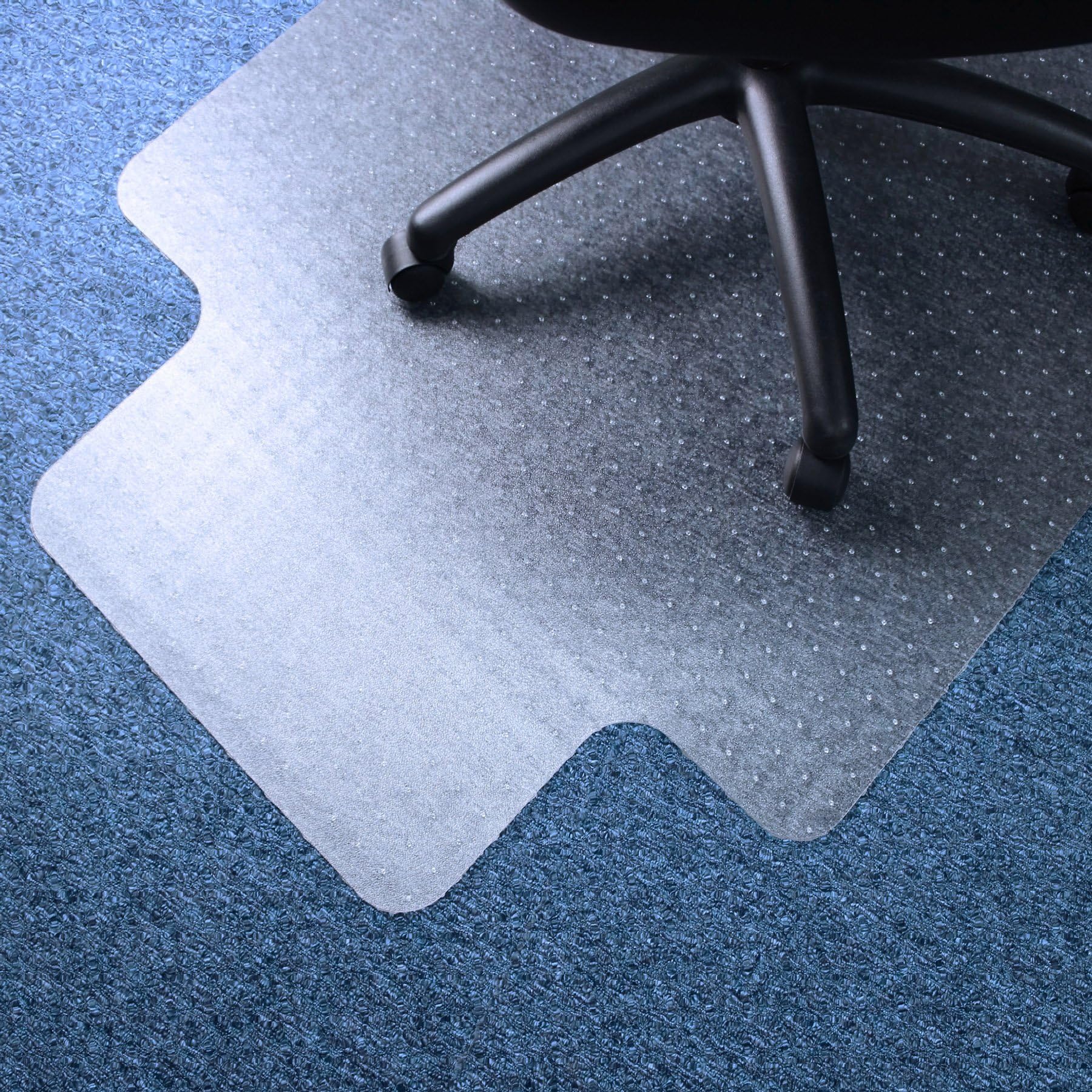MarveluxLarge Office Chair Mat for Low Pile Carpets 45" x 53” Clear Vinyl Protector Mat for Chairs Under Desks, Rectangular with Lip, PVC Carpeted Floor Mat for Computer Desk Chairs