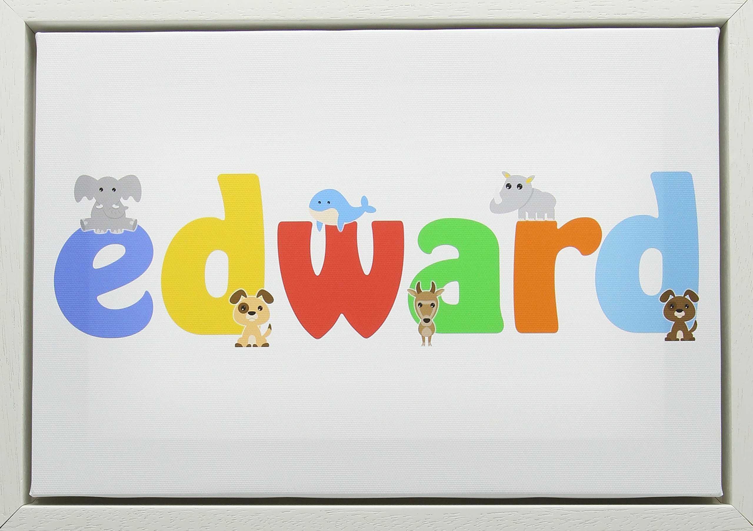 Little Helper Feel Good Art Framed Box Canvas with Solid Wooden Surround in Cute Illustrative Design (34 x 24 x 3 cm, Small, Edward)