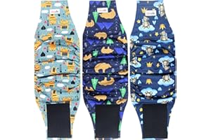 Grecle Reusable Dog Diapers Male 3Pcs, Premium Washable Belly Bands for Male Dogs XSmall, High Absorbing Male Dog Wraps for Doggie & Puppy in Incontinence, Excitable Urination and Training (Bear, XS)