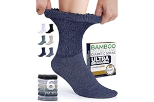 Pembrook Diabetic Socks for Women - 6 Pairs Cable Knit Viscose Bamboo Socks Woman, Non-Binding Top, Moisture-Wicking