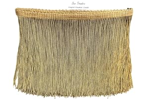 SEW TRENDS 10 Yards of 4" Long Chainette Fringe Thread Yarn Tassel Trim Braid Fringe for Crafts Sewing and Decor-Antique Gold