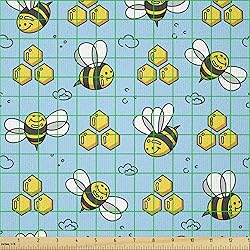 Ambesonne Honey Bee Fabric by The Yard, Cartoon