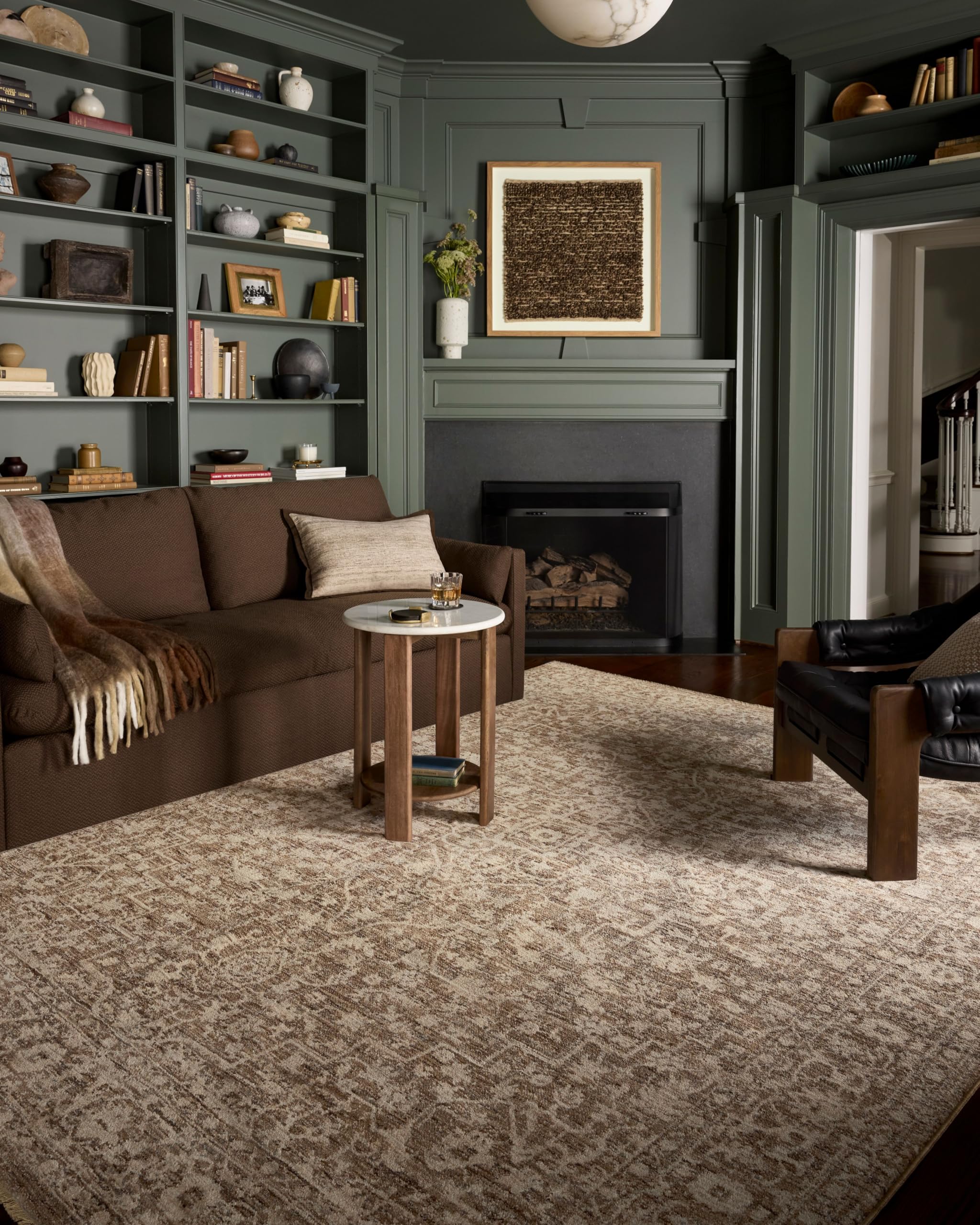 Loloi II Newman Collection NEW-02 Dark Taupe/Natural 7′-10″ x 10′-2″ Area Rug, .37″ Pile Height, Soft, Durable, Non-Shedding, Easy Clean, Rug for Living Room