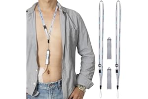 MANDMCARES Peritoneal Dialysis Transfer Set Catheter Holder Accessories for Baxter. PD Lanyard Necklace Secure Shower Support. (2 Holders and 2 PCS Adjustable Neck Lanyards) (Gray)