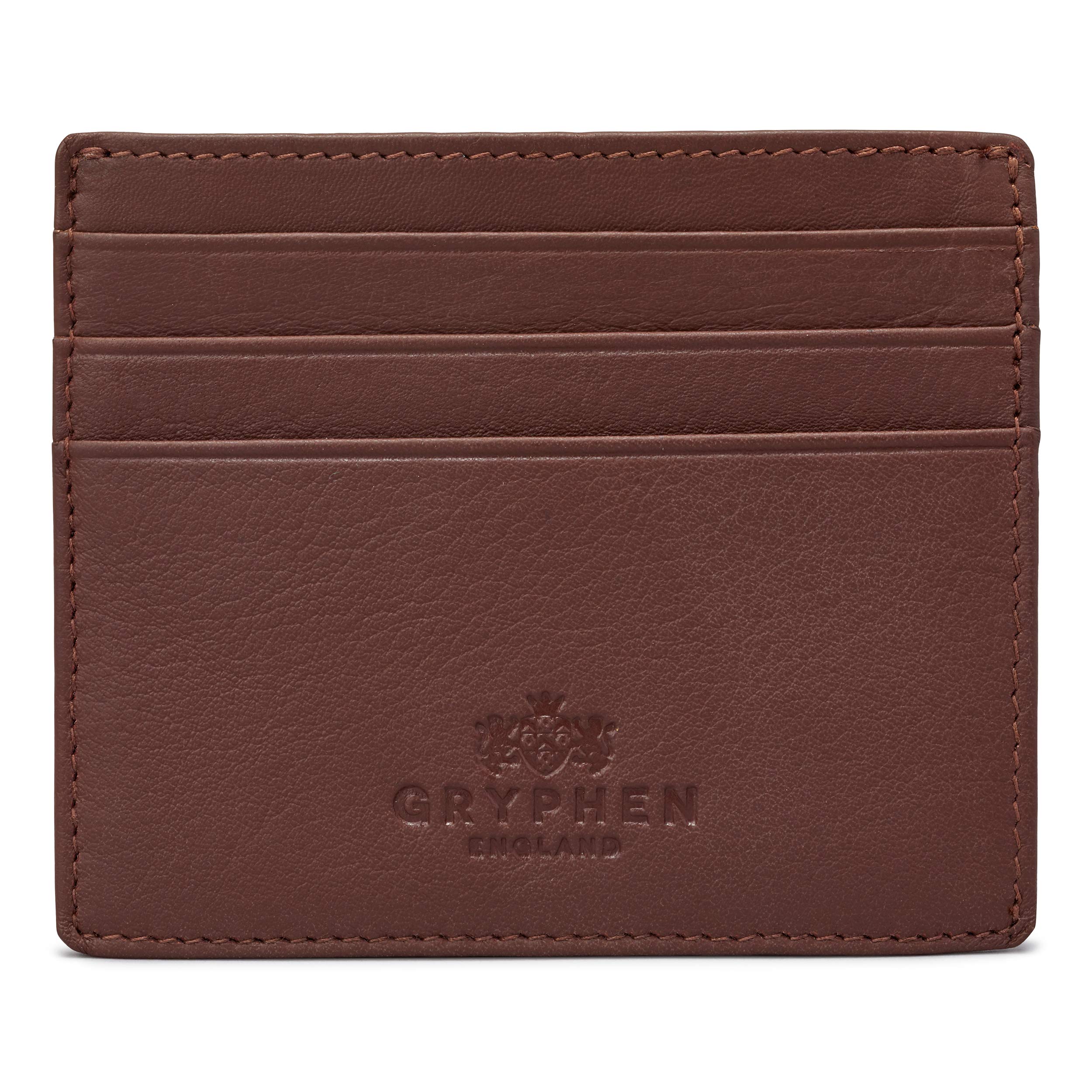 Gryphen Hoxton Slim Leather Credit Card Holder Wallet (Brown)