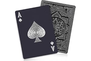 WKCHXD Playing Cards, Plastic Playing Cards, Deck of Cards, Waterproof Poker Cards, Black Standard Playing Card for Adults, Cool Premium Poker Card Set for Gift Camping Beach Pool Party Table Games (1 Pack)