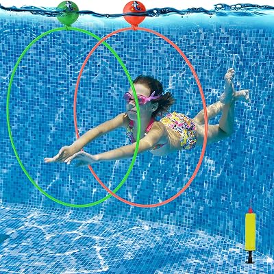 TOPWAYS Swimming Training Diving Pool Toys 80 cm Green Orange Ring
