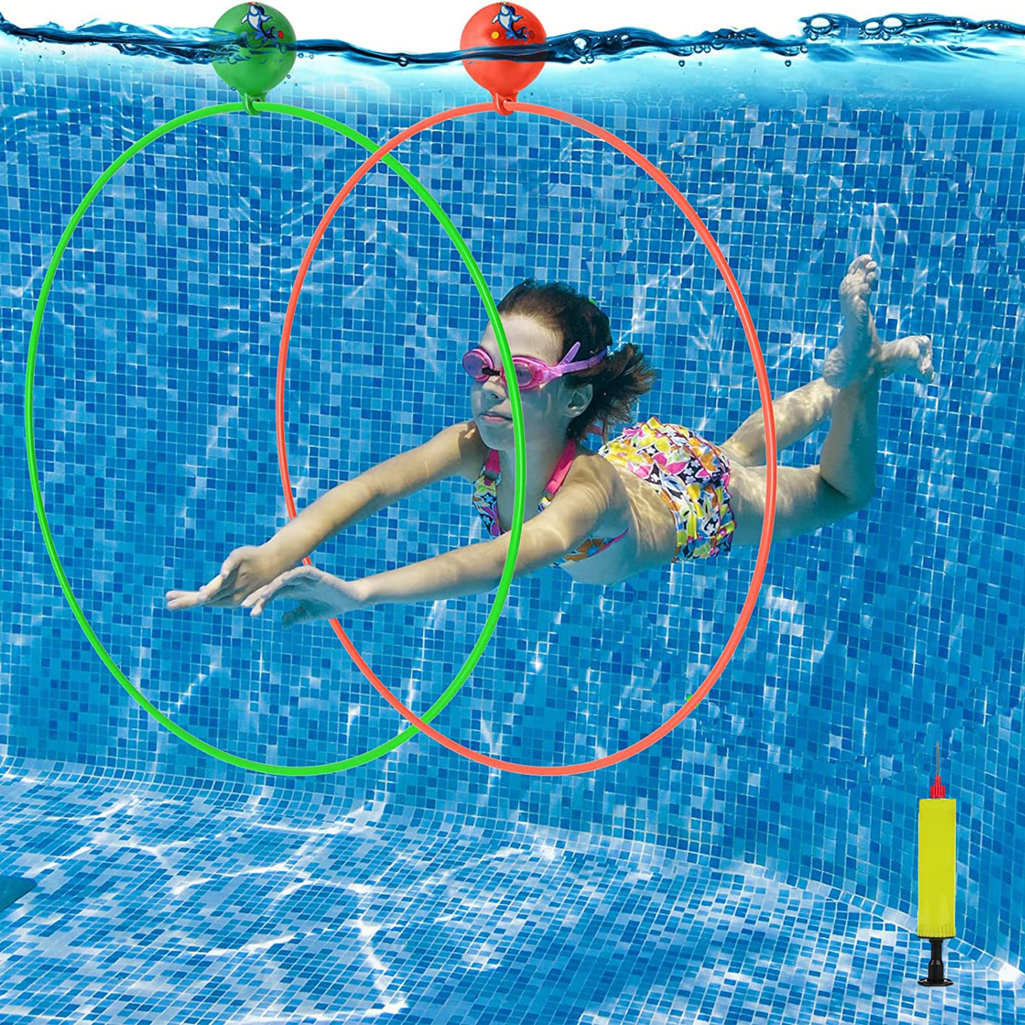 TOPWAYS Swimming Training Diving Pool Toys, Swimming Sports Diving Door Game Children's Underwater Training Gift Summer Fun Swimming Toys for Pool for Kids Girls Boy