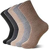 Eocom Merino Wool Hiking Socks for Women & Men Thermal Winter Warm Thick Cushion Crew Work Boot Socks 5 Pairs