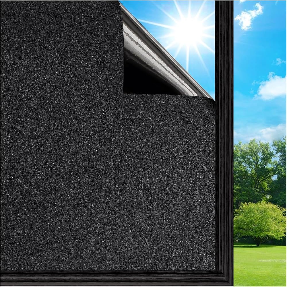 Lifetree Blackout Window Film 75x200cm Privacy Glass Glasses Heat UV Blocking