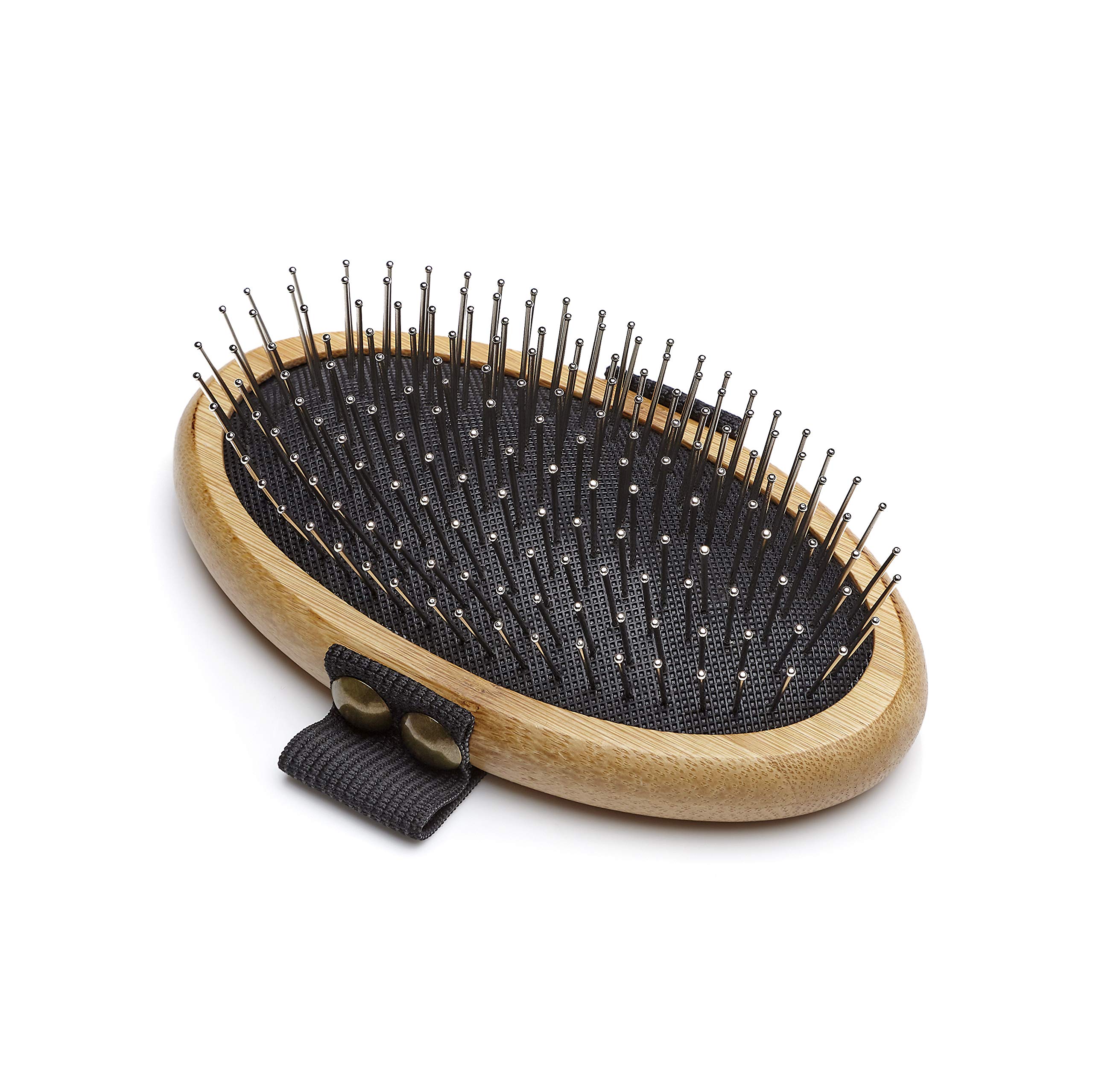 Mikki Bamboo Ball Pin Palm Brush for Gentle Grooming, for Dog, Cat, Puppy with Medium and Thick Hair Coats, Handmade from Natural Sustainable Bamboo,Brown