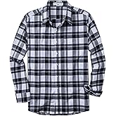MUSE FATH Mens Long Sleeve Plaid Casual Shirts Soft Button Down with Pocket