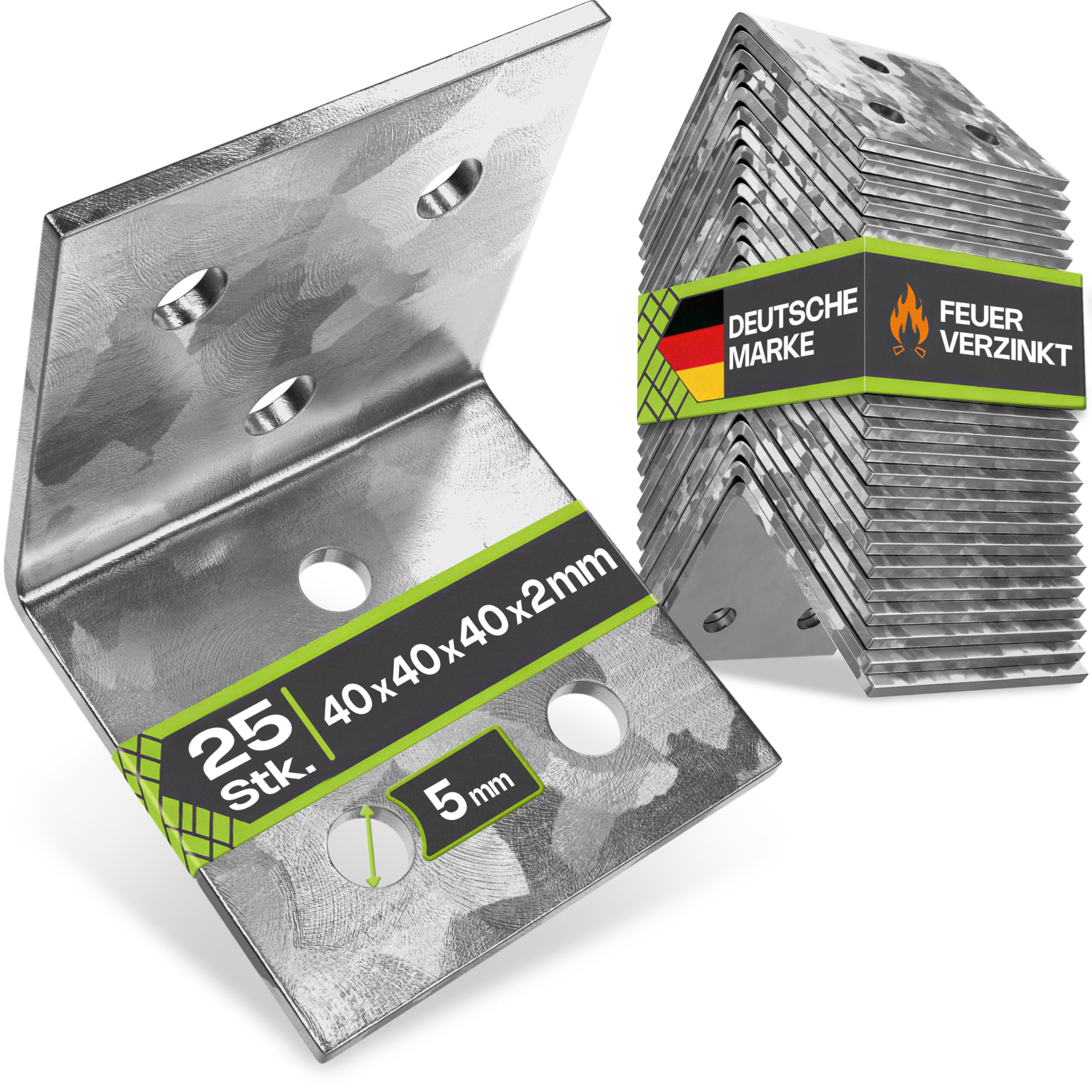 INNONEXXT Premium Angle Connector | 25 Pieces 40 x 40 x 40 x 2 mm | Angle, Angle Bracket, L Angle, Metal Angle, Chair Angle, Steel Angle, Heavy Duty Angle | Stainless Steel