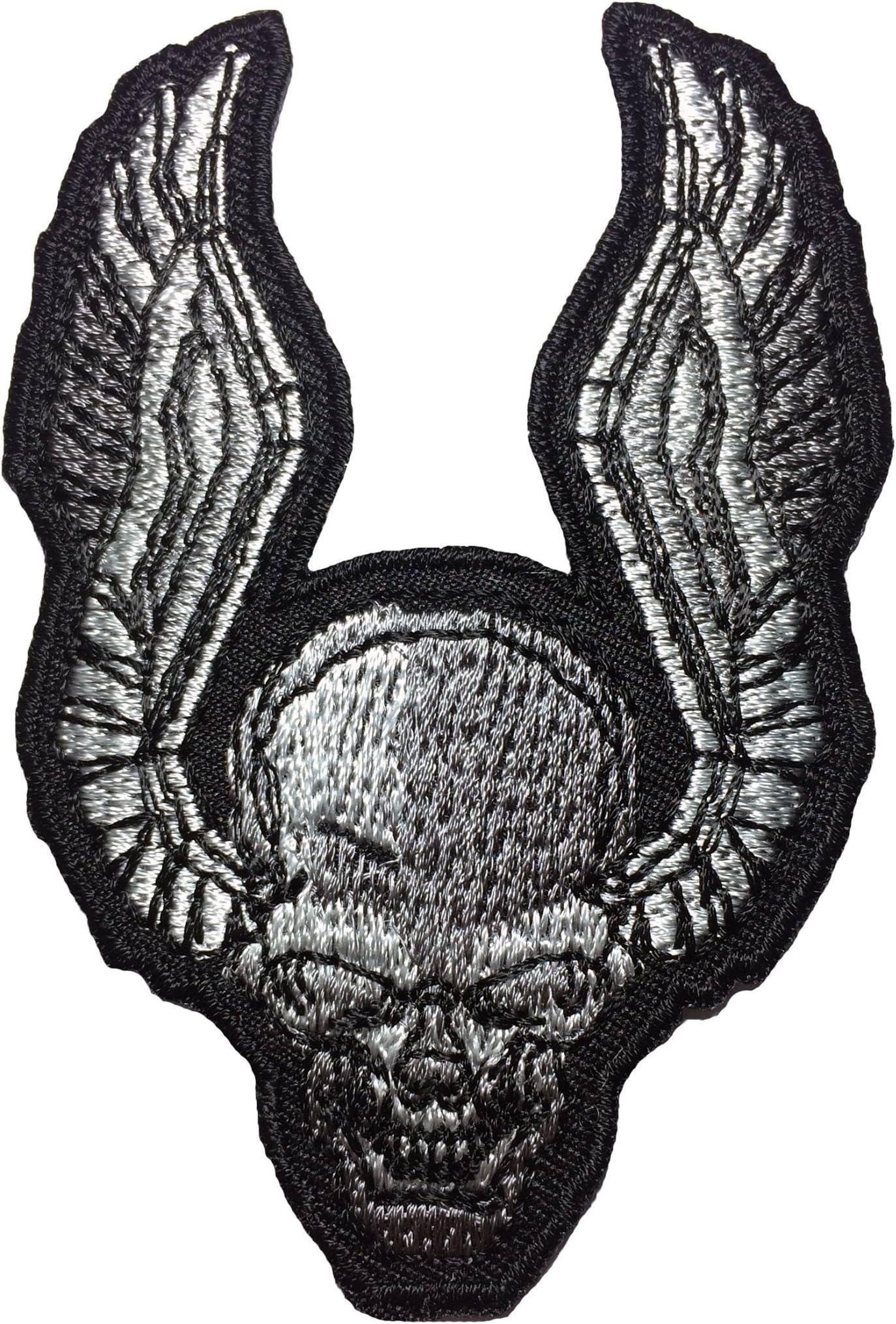 skeleton wing devil patch 2.5x3.75 inch biker heavy metal Logo Jacket Vest shirt hat blanket backpack T shirt Patches Embroidered Appliques Symbol Badge Cloth Sign Costume Gift