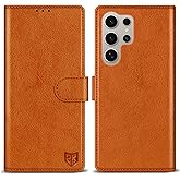 ZZXX for Samsung Galaxy S25 Ultra Wallet Case with [RFID Blocking] Card Slot Kickstand Magnetic Closure Leather Flip Fold Protective Phone Case for Galaxy S25 Ultra 5G Case Wallet(Brown-6.8 inch)