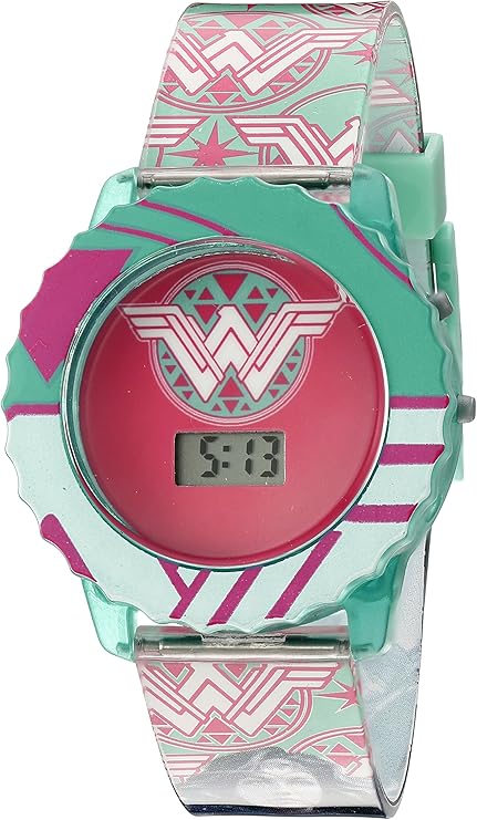 DC Comics “Wonder Woman” - Reloj digital casual para niña con luces LED