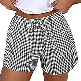 Aoulaydo Casual Shorts for Women Gingham Boxer Shorts for 2026 Summer Beach Bottoms
