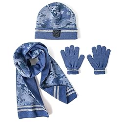 accsa Kids Boy Warm Beanie Blue Camo Reflective