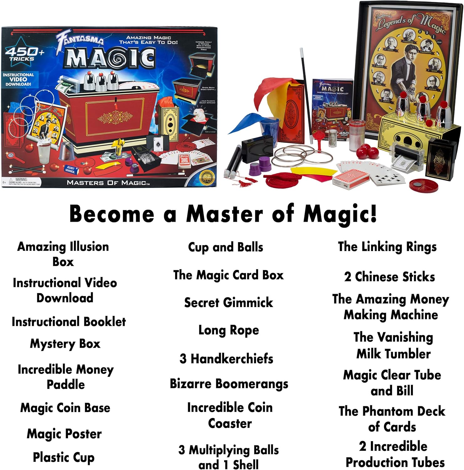 Fantasma Masters of Magic Set - Starter Magic Kit for Kids and Adults - Learn 450+ Magic Tricks - Boys and Girls Ages 8 and Older: Toys & Games