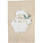 Mud Pie White Christmas Painted Towel, Santa, 21" x 14"