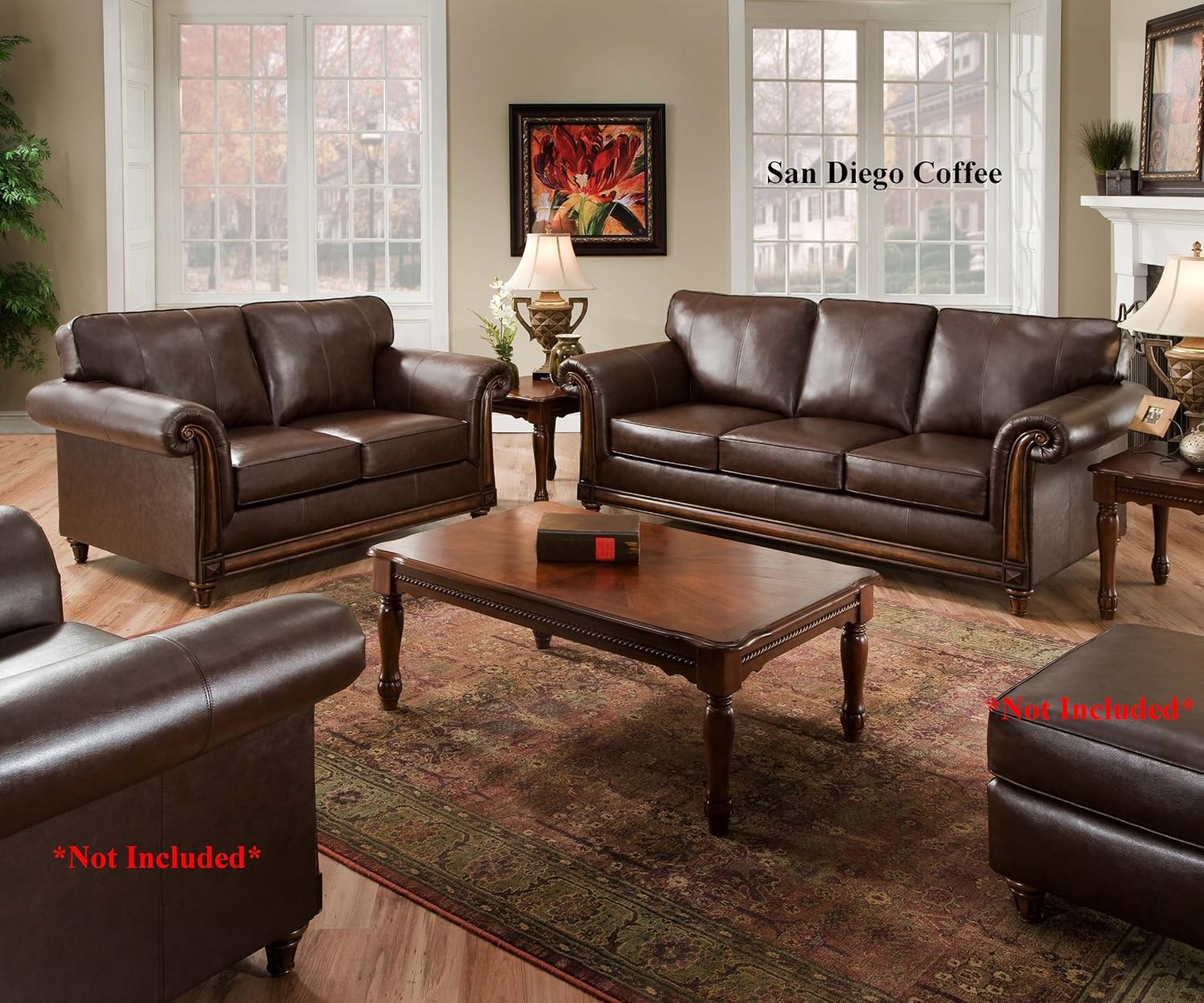 Amazoncom San Diego Coffee Leather Sofa Loveseat Living Room Amazoncom San Diego Coffee Leather Sofa Loveseat Living Room