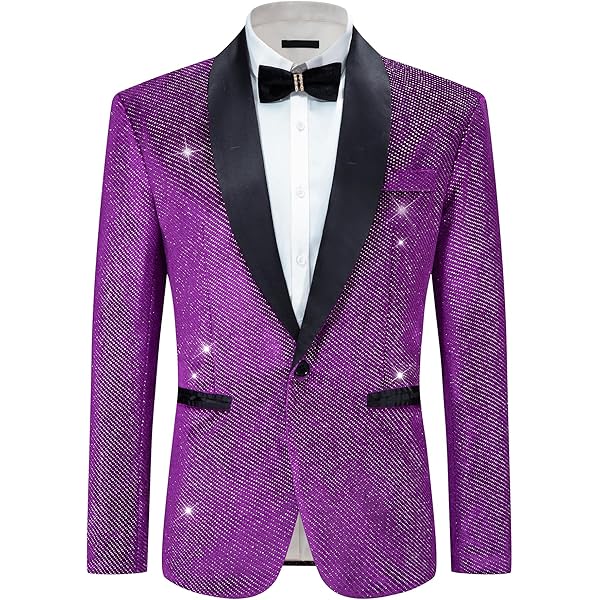 Men's Purple Velvet Sequined Blazer - Fashion Party & Prom Jacket (S-XXXL)