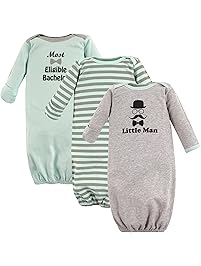 Luvable Friends Cotton Gowns, 3 Pack,Little Man, 0-6 Months