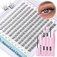 Natural Lash Clusters Kit DIY Lash Extension Kit Wispy Eyelash Extension Kit C Curl Individual Lashes Kit 9-12MM Short Eyelash Clusters with Lash Remover by Newcally