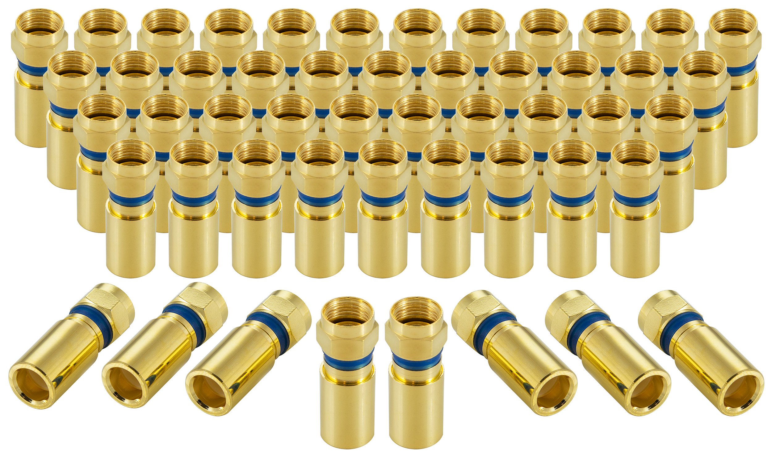 POPPSTAR 50x SAT F Compression Plug, for Coaxial Cable (RG58,RG59,5-7.5mm), gold plated