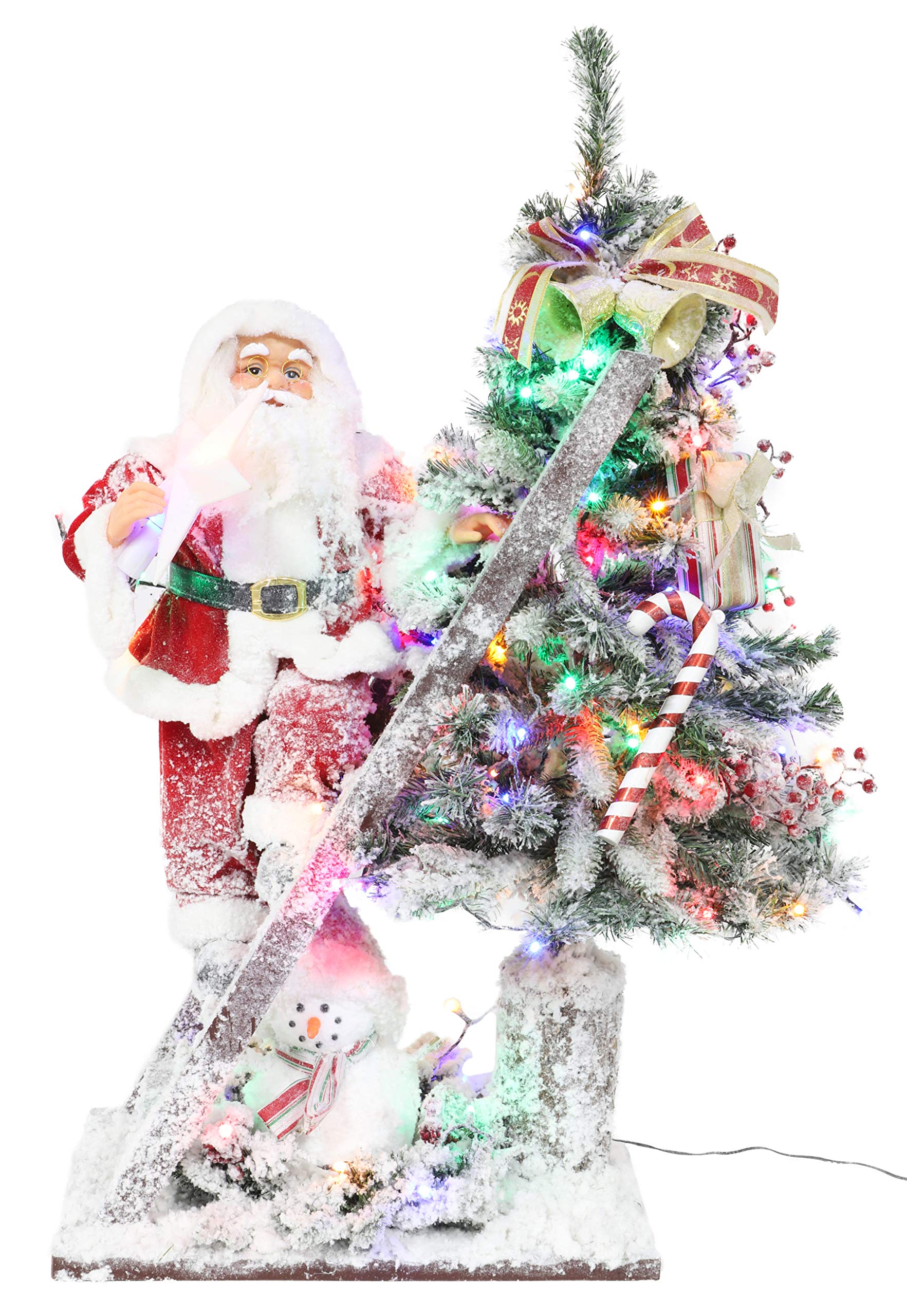 Christmas Concepts® 40" / 1m (3.3ft) Pre Lit Flocked Christmas Tree With Santa Figure Decorating Tree - Multi LED Lights